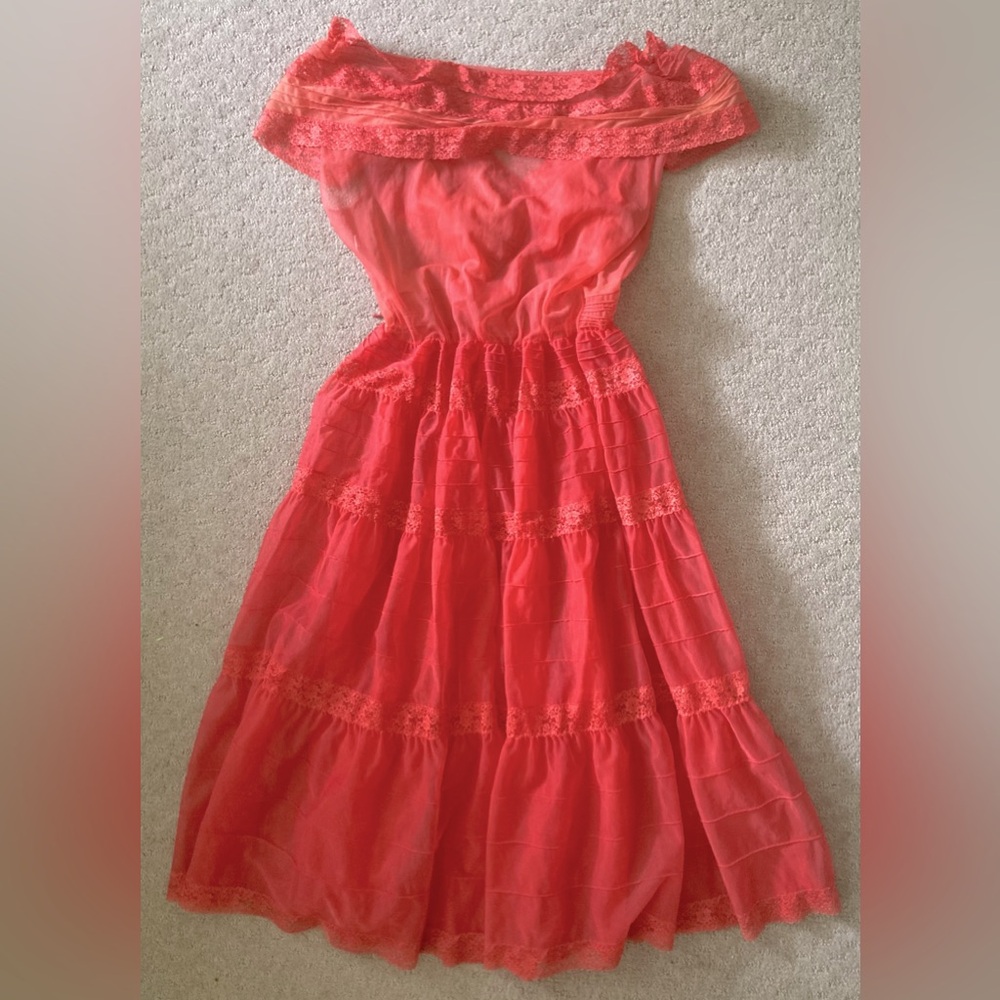 Vanity Fair Coral Lace Trim Chemise Slip - Picture 2 of 7
